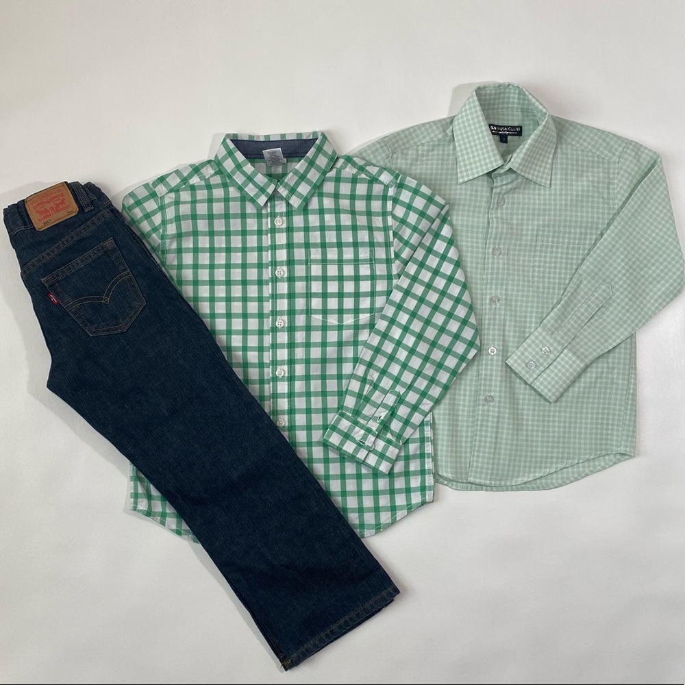 Boys long sleeve shirts and jeans bundle